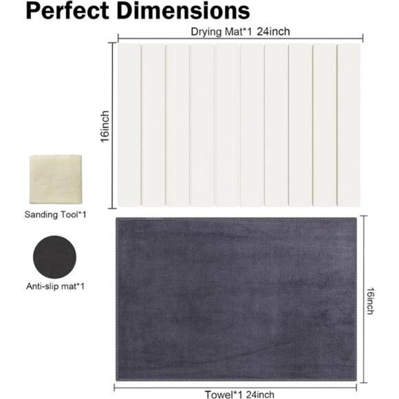 Large Stone Dish Drying Mat Kitchen Counter Fast Absorbent Foldable Drain Pad - Picture 2 of 8